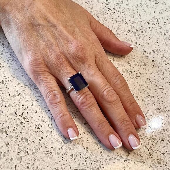 Natural Solitaire Sapphire Ring 6.5 14k W Gold 7 TCW Certified $3,150 310545 - Picture 4 of 15